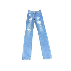 Women's AP BLUE BY APHRODITE JEANS Blue Distressed Skinny Jeans Size 7 #802